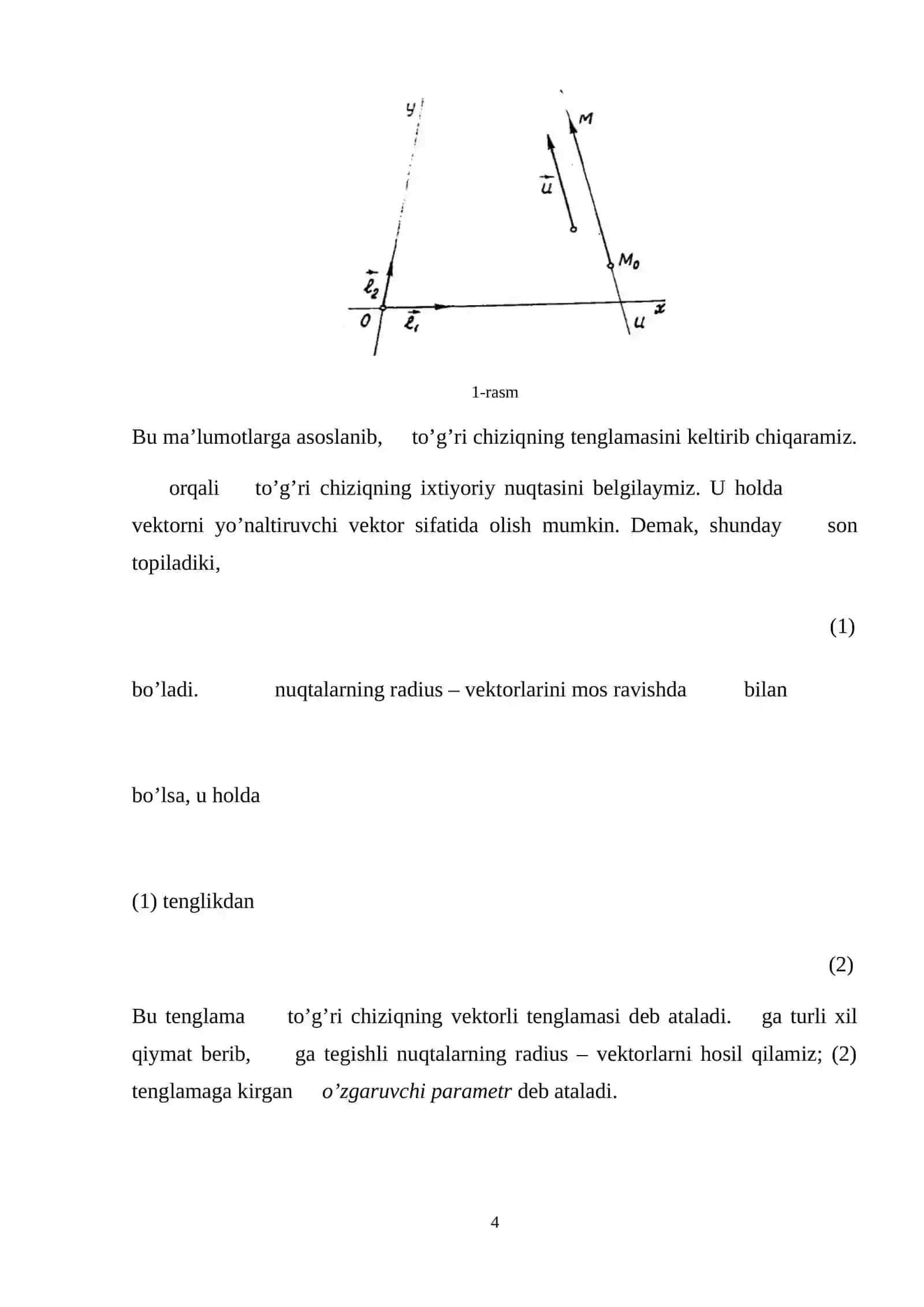 Dekart reperida to’g’ri chiziq va u bilan bog’liq bo’lgan metrik masalalar 4