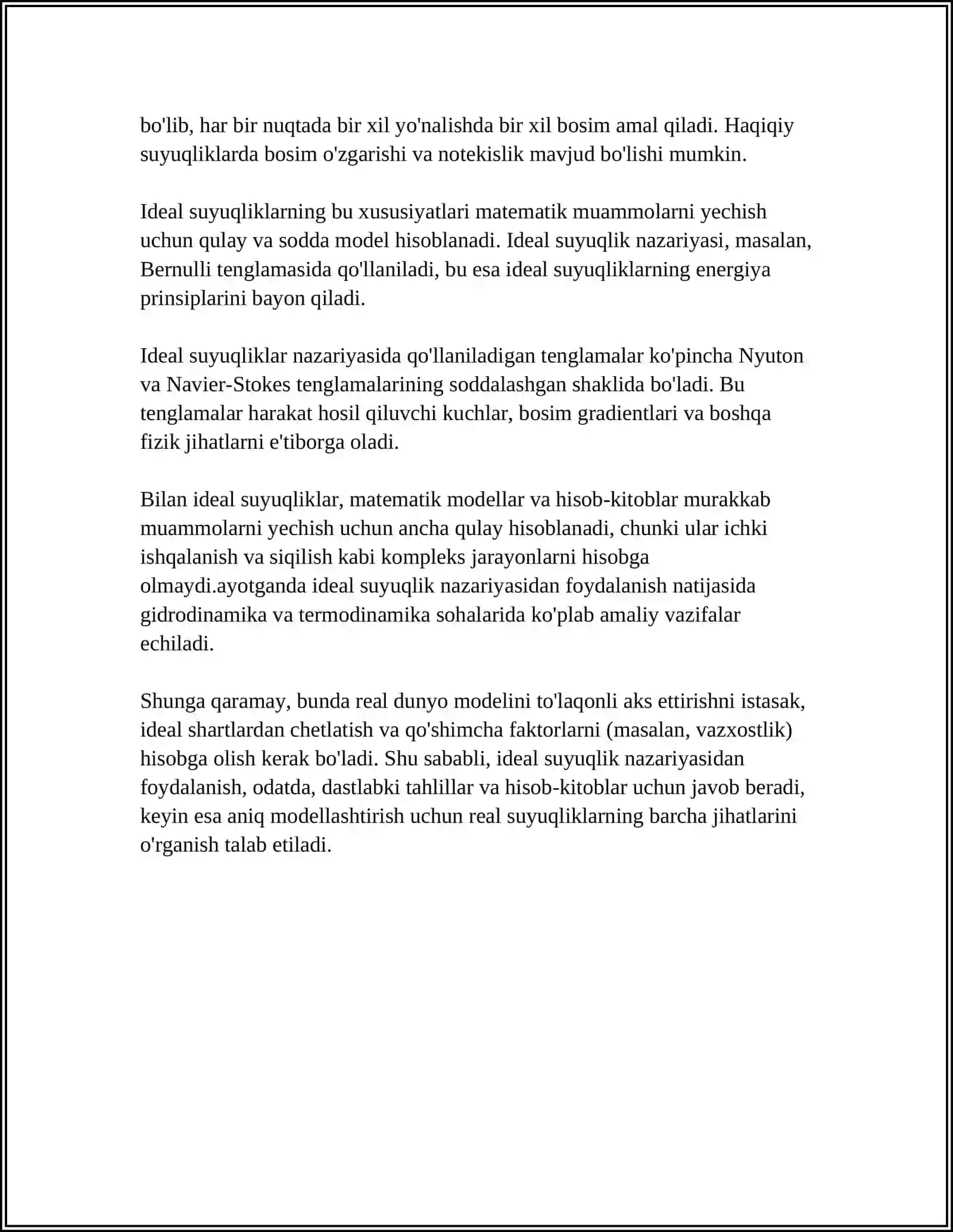 Ideal va Yopishqoq Suyuqlik 4