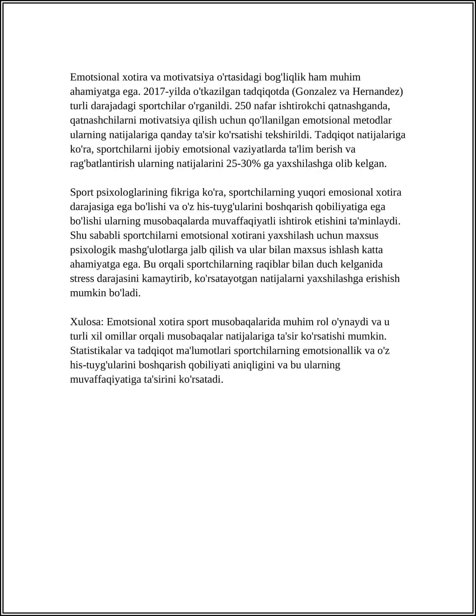 IMOTSIONAL XOTIRA VA SPORT MUSOBAQALARIDAGI TANGLIK 4
