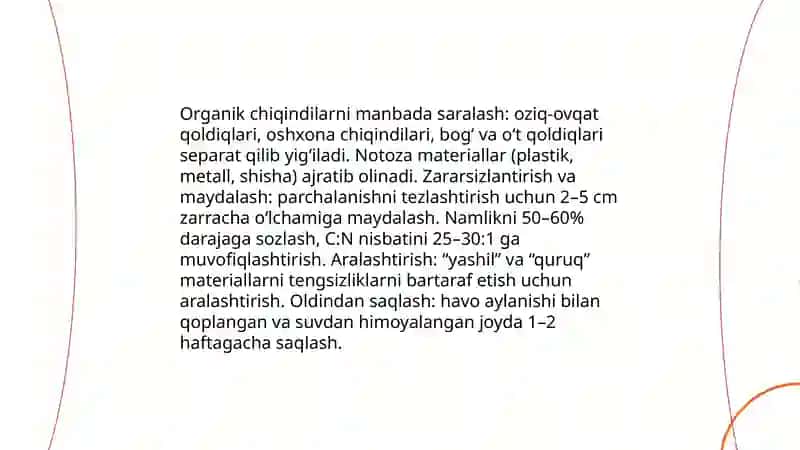 Chiqindilarni kompostlash texnologiyasi va biologik parchalanish jarayonlari 4