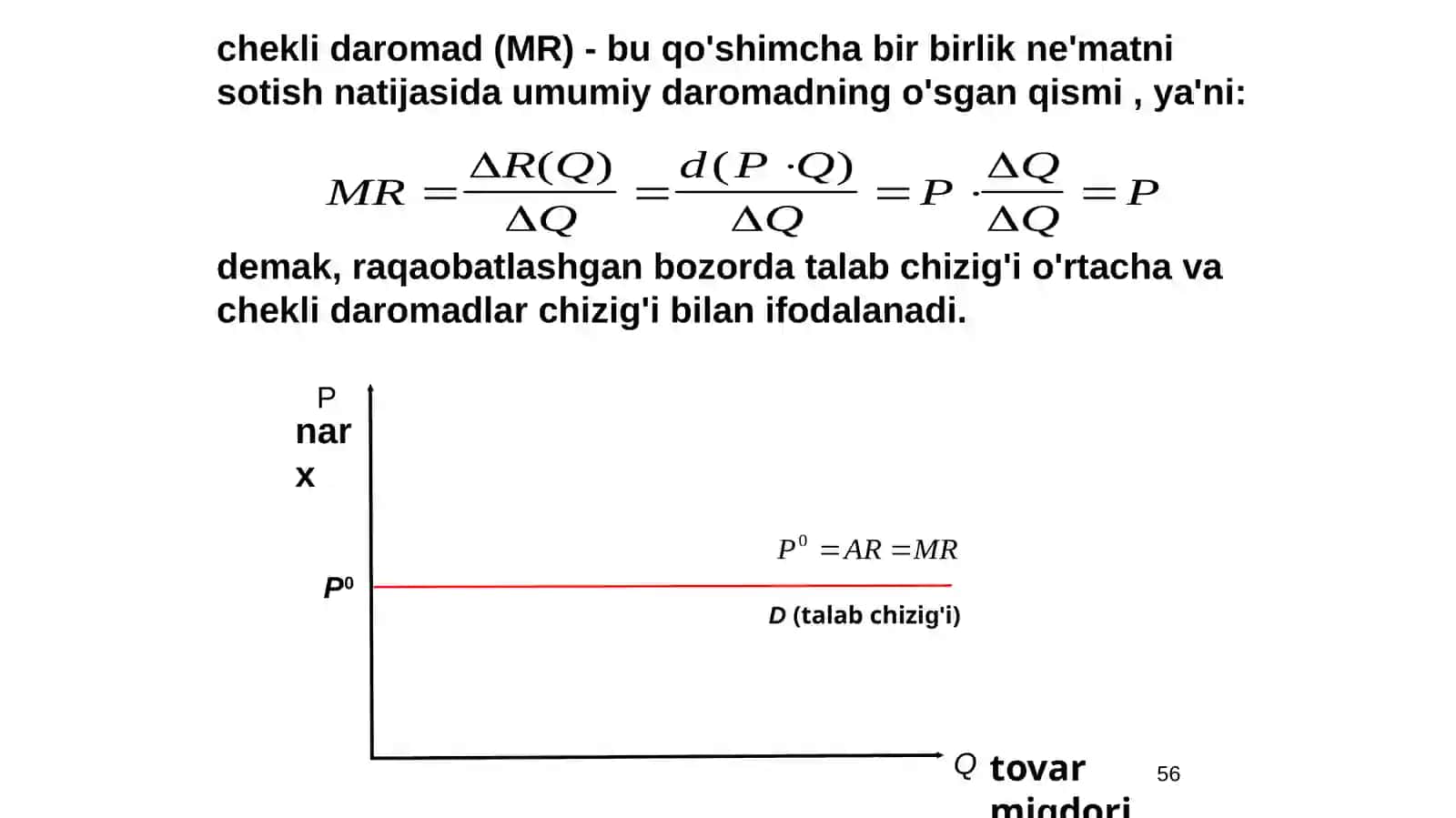 Raqobatlashgan bozorda, qisqa muddatli firma foydasini maksimallashtirish va uning taklifi 4
