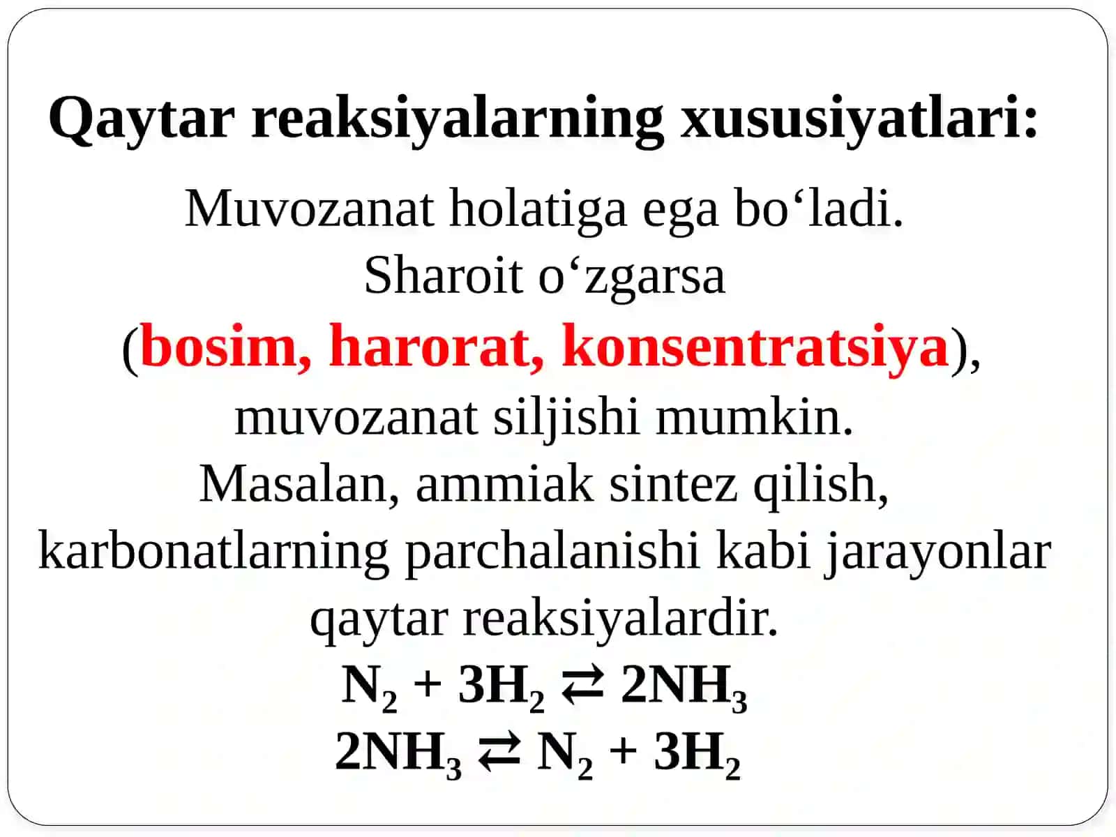 Qaytar va Qaytmas Reaksiyalar 4