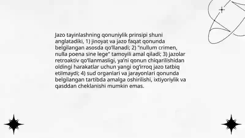 Jazo tayinlashning prinsiplari tushunchasi, ahamiyati 4