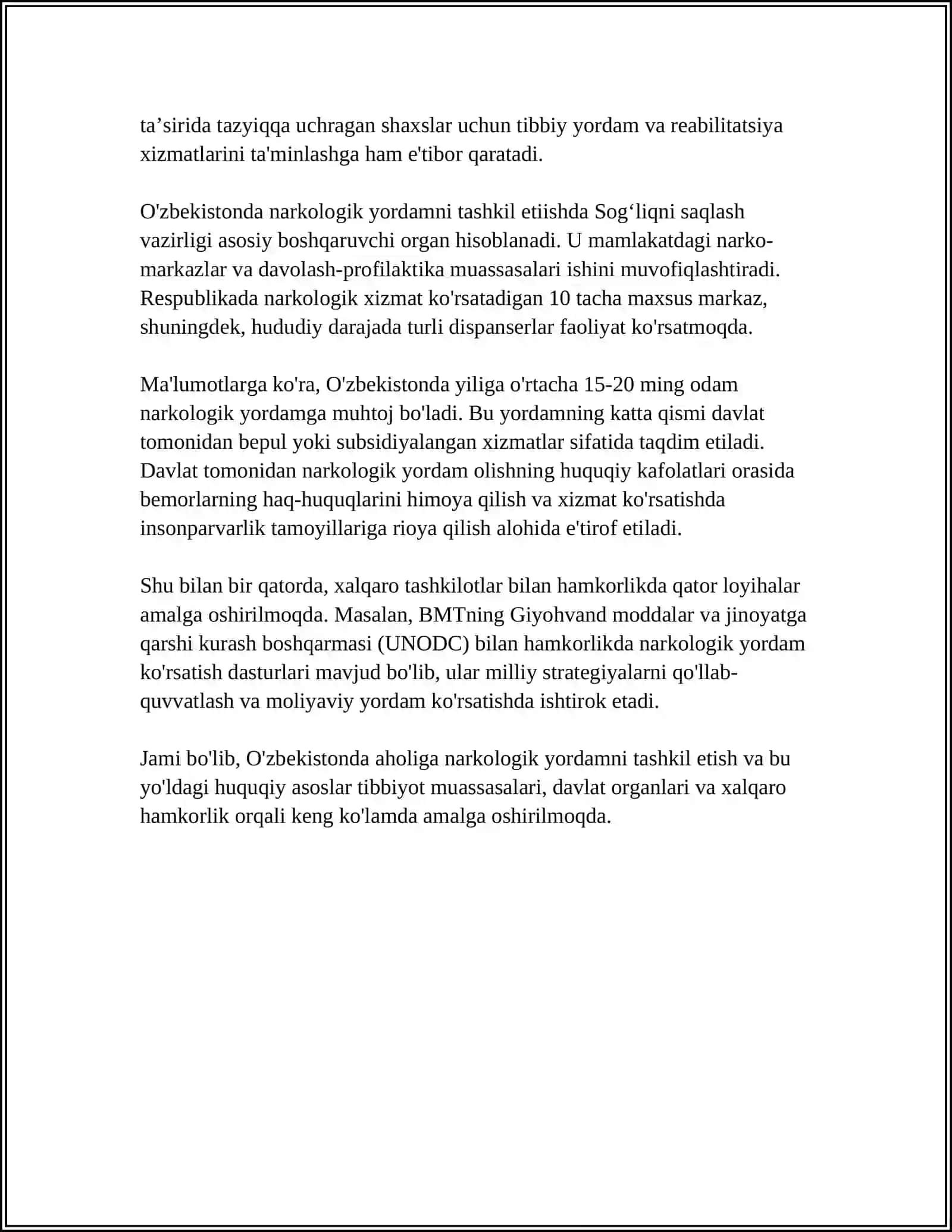 AHOLIGA NARKOLOGIK YORDAM TASHKIL QILISH 4