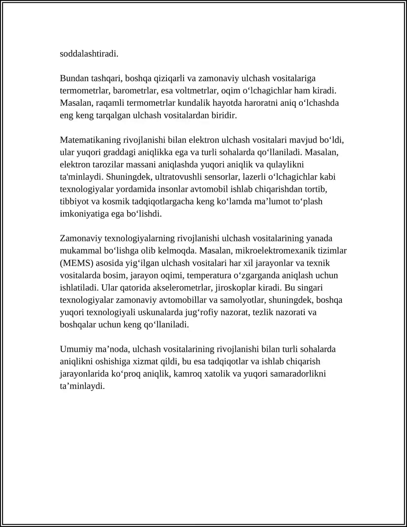 ULCHASH VOSITALARINI TURLARI VA SINFLANISHI 4