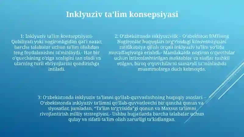 O'Zbekistonda Inklyuziv Talimni Meyoriy Huquqiy Bazasini Tahlil Qilish 4