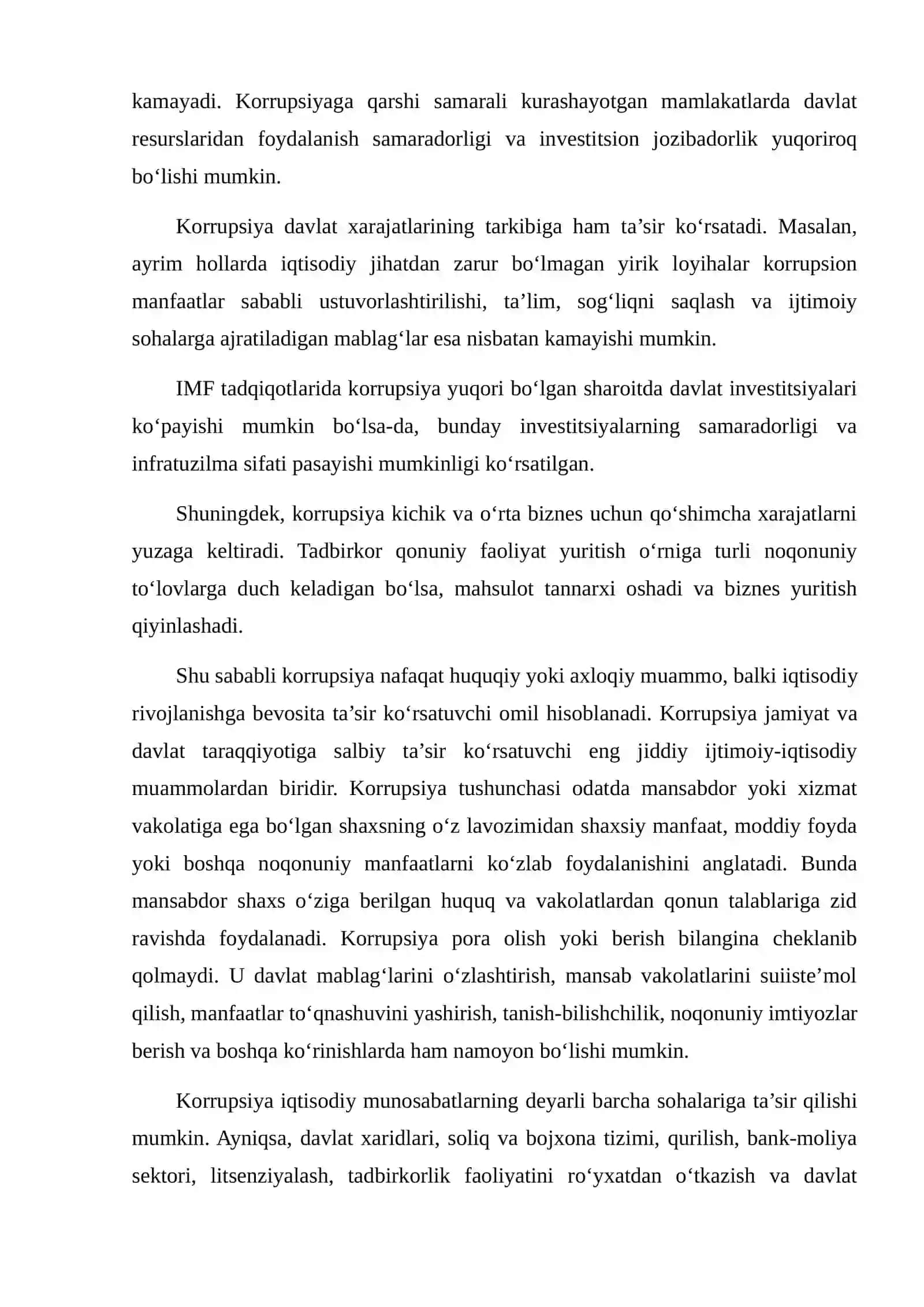 IQTISODIY O‘SISHGA PUTUR YETKAZUVCHI KORRUPSIYA, NOQONUNIY MOLIYAVIY OPERATSIYALAR VA IQTISODIY JINOYATLARNING OQIBATLARI 4