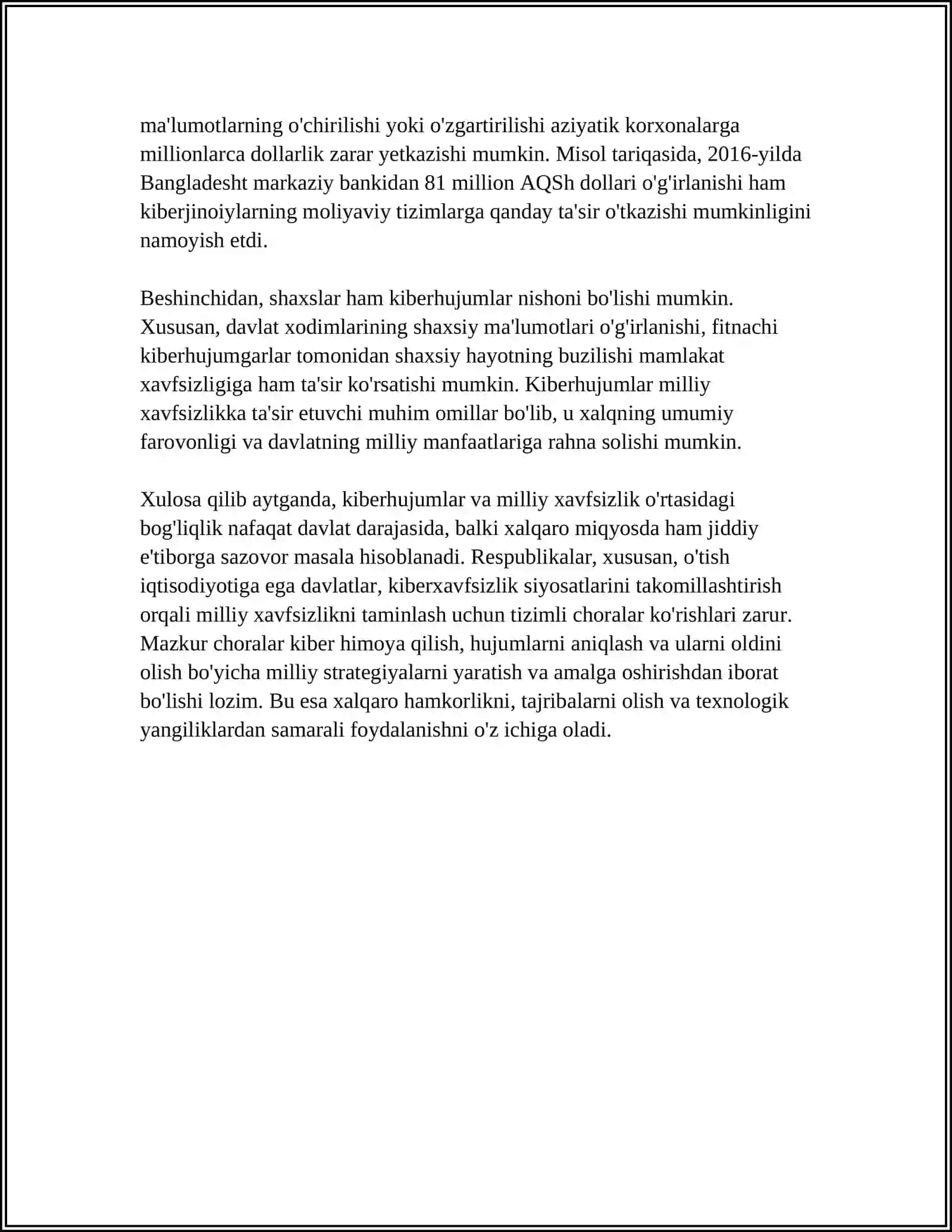 KIBERHUJUMLAR MILLIY XAVFSIZLIKKA TAHDID SIFATIDA 4