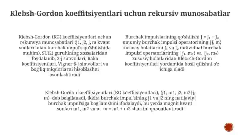 Klebsh-Gordon koeffitsientlari 4