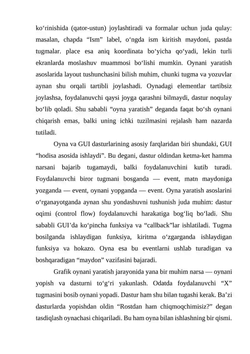 Oyna, tugma va yozuvlar bilan ishlash 4