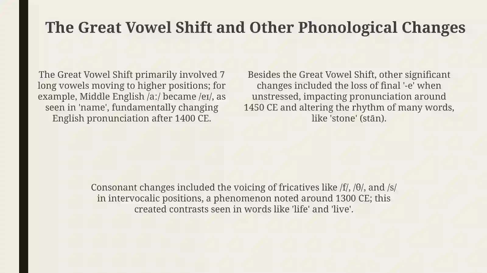 Middle english period,Phonentic and lexics 4