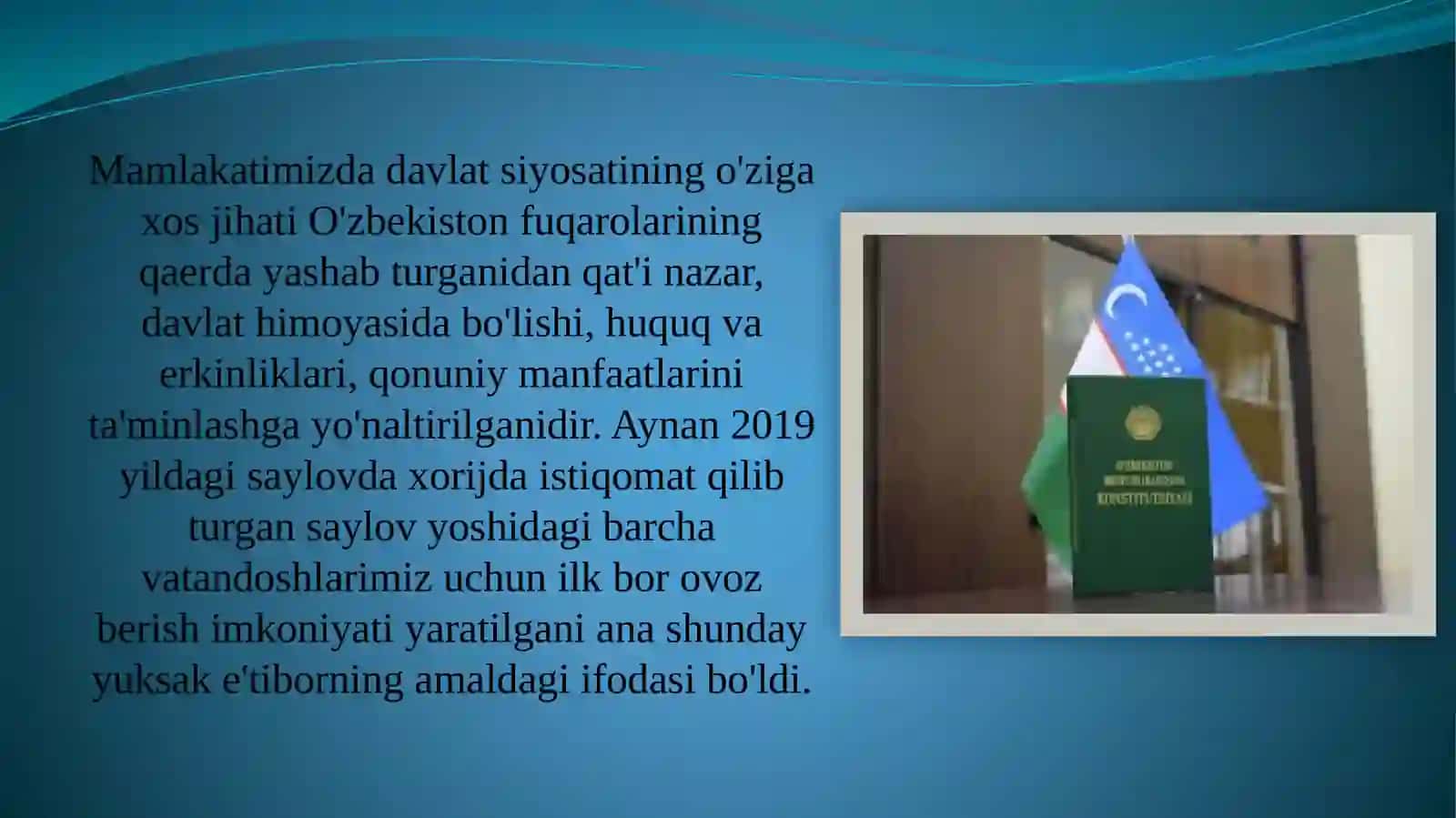 Yangi tahrirdagi Konstitutsiyada yangicha saylov tizimining davlat va jamiyat hayotini yangilashdagi o’rni 4