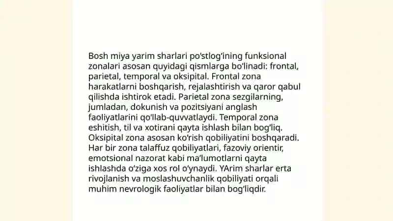 Bosh miya yarim sharlari po'stlog'ining fiziologiyasi 4