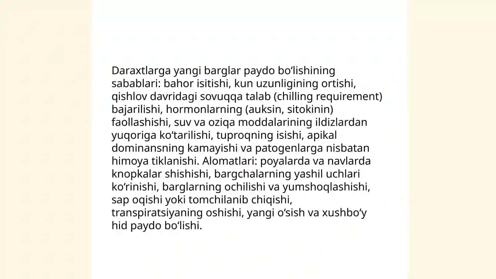 Bahorda daraxtlarni uygʻonishi hayvonlar va hashorotlar haqida suhbat oʻtkazish 4