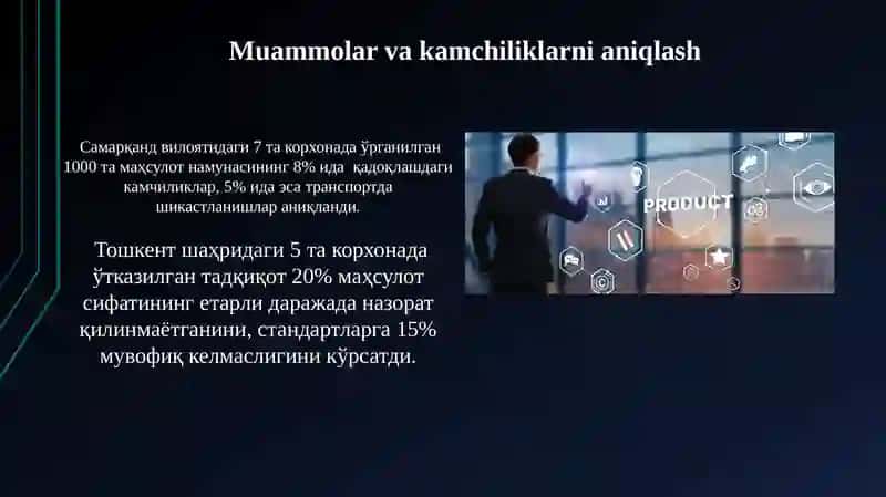 Mahsulot sifatini nazorat qilishni tashkil etishga oid vaziyat tahlilini ko‘rib chiqish 4