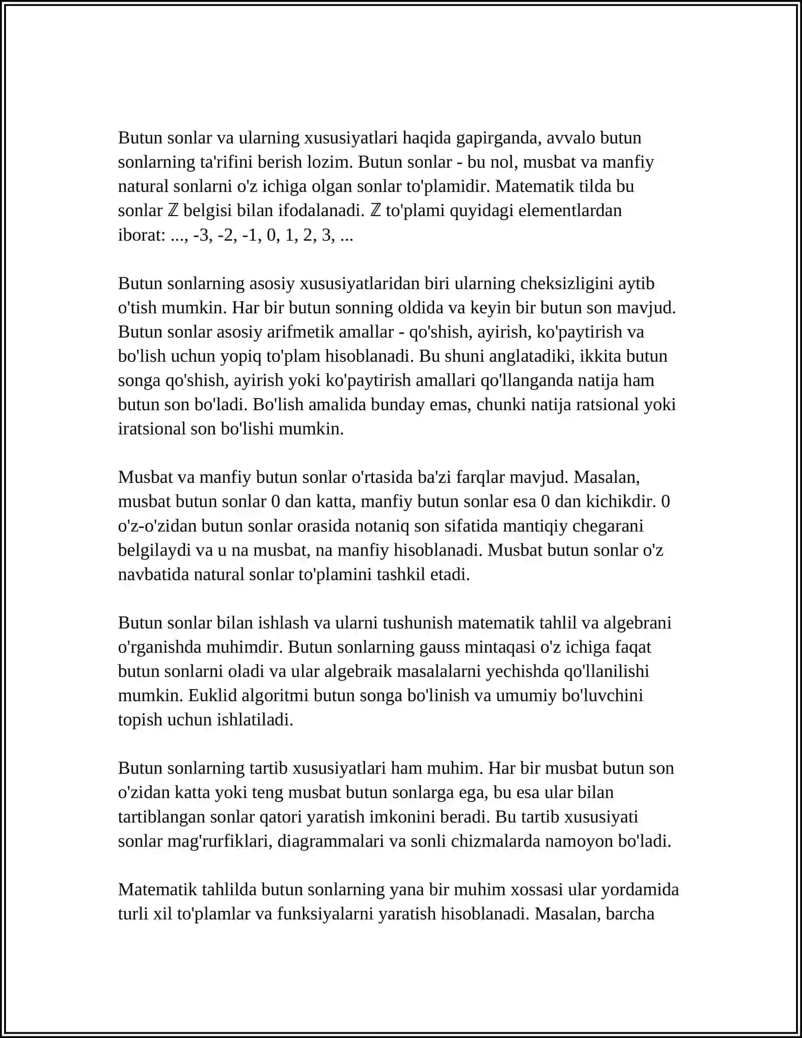 MUSTAQIL ISH Mavzu: 10 VA 100 ICHIDA NOMANFIY BUTUN SONLAR USTIDA ARIFMETIK AMALLARNI O'RGATISH METODIKASI 4