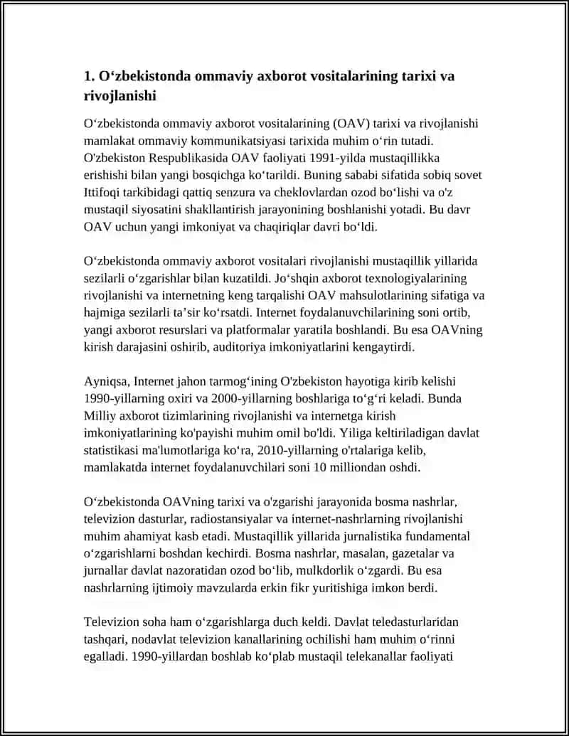 Oʻzbekistonda ommaviy axborot vositalarining faoliyati 4