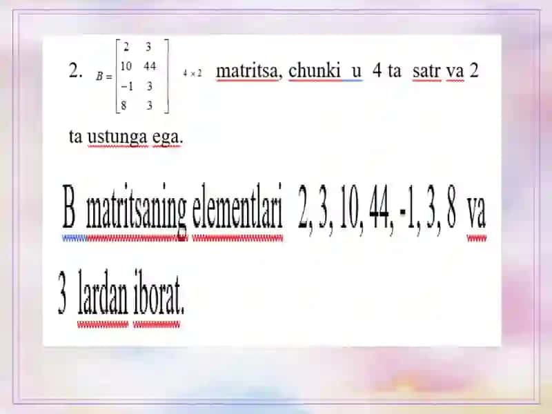 Matritsalar ustida amallar 4