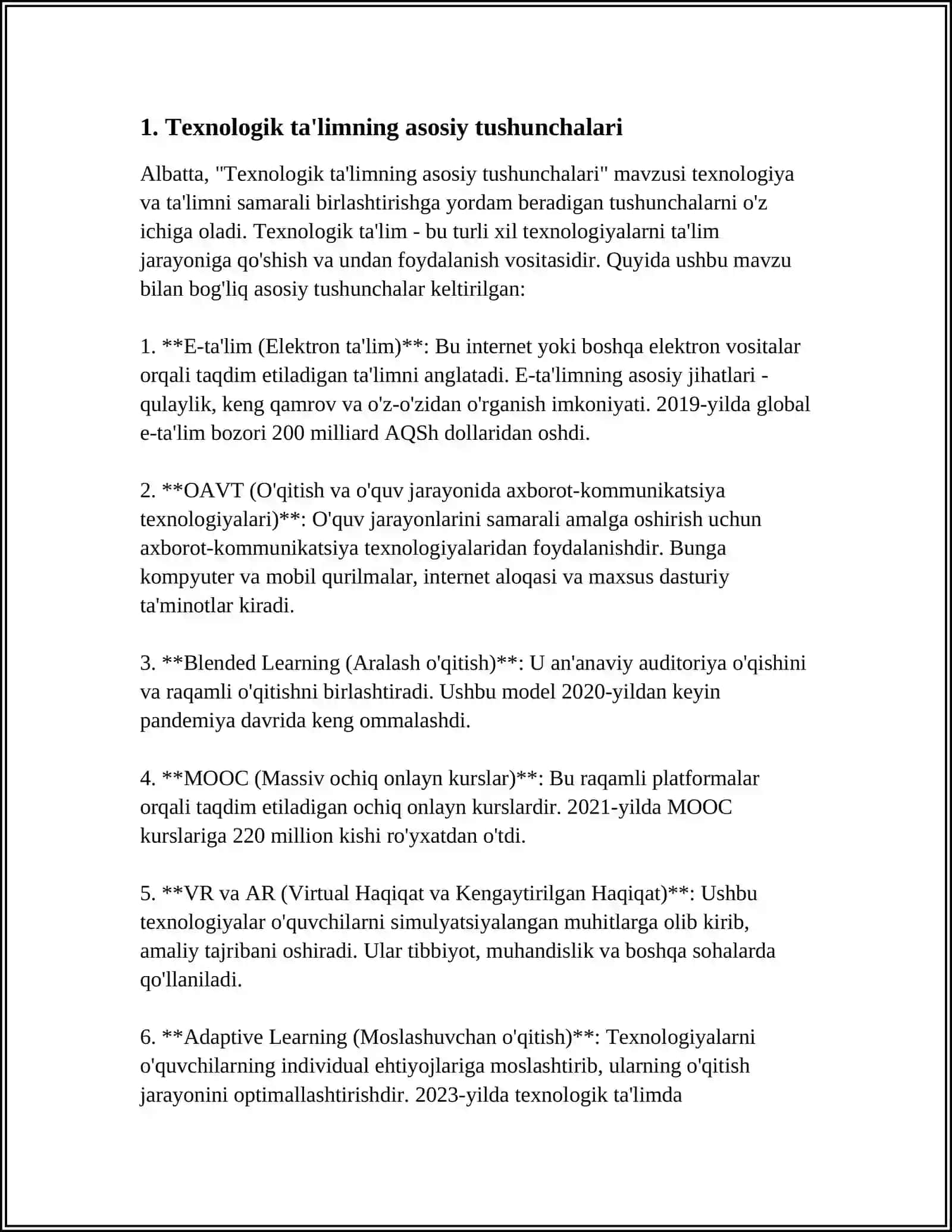 Texnologik ta'limning asosiy tushunchalari 4