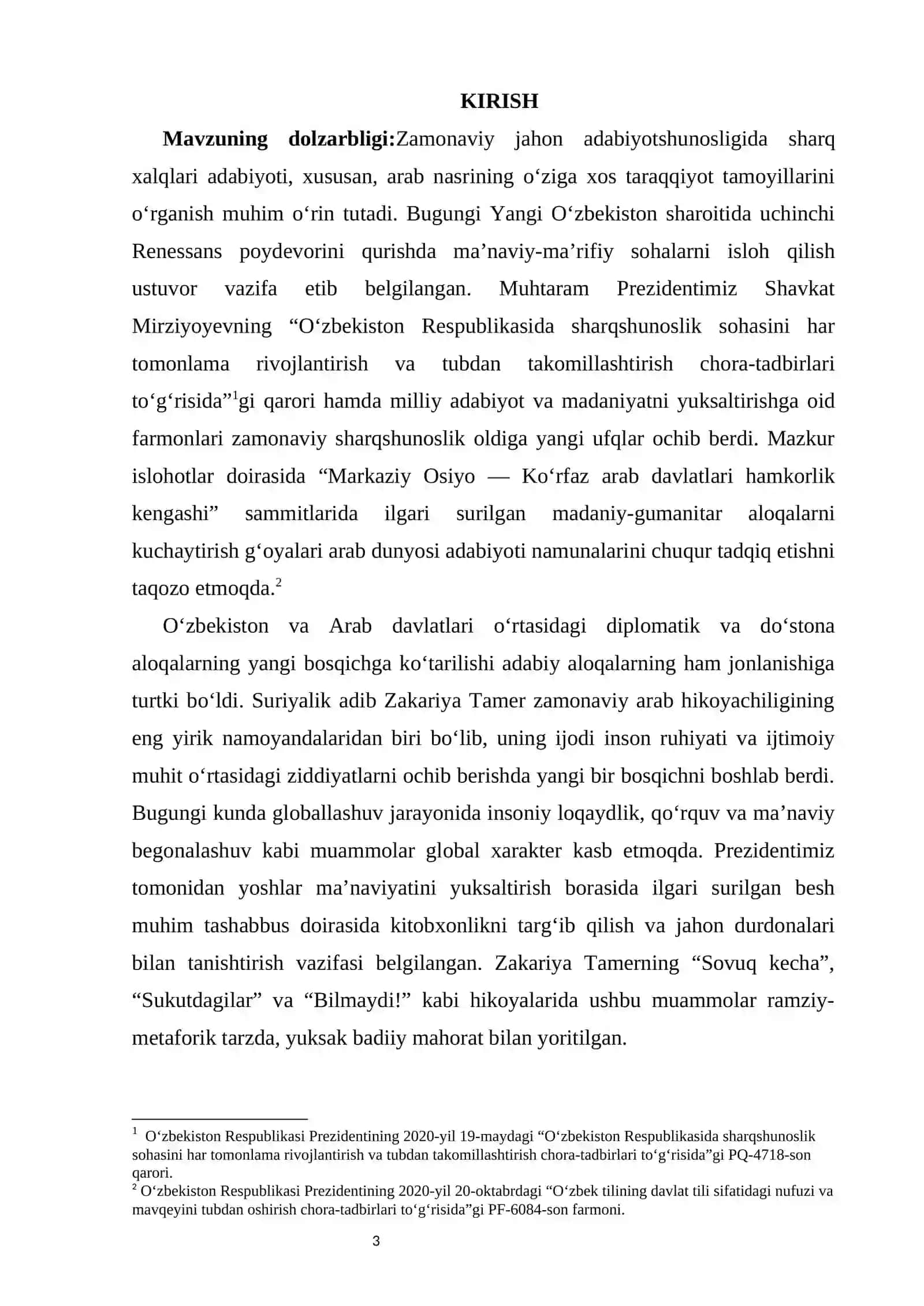 ZAKARIYA TAMERNING “SOVUQ KECHA”, “SUKUTDAGILAR” VA “BILMAYDI!” HIKOYALARIDA INSON RUHIYATI, IJTIMOIY MUAMMOLAR HAMDA RAMZIYLIKNING BADIIY TALQINI 4