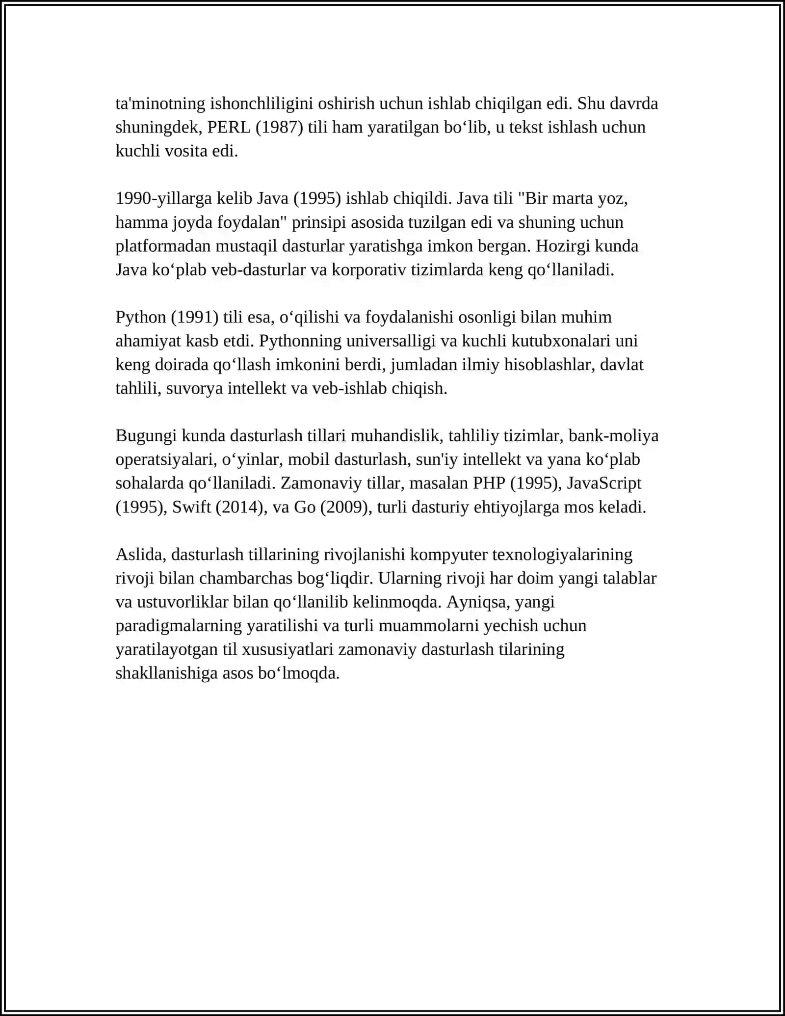 ZAMONAVIY DASTURLASH TILLARNING TAHLILI 4