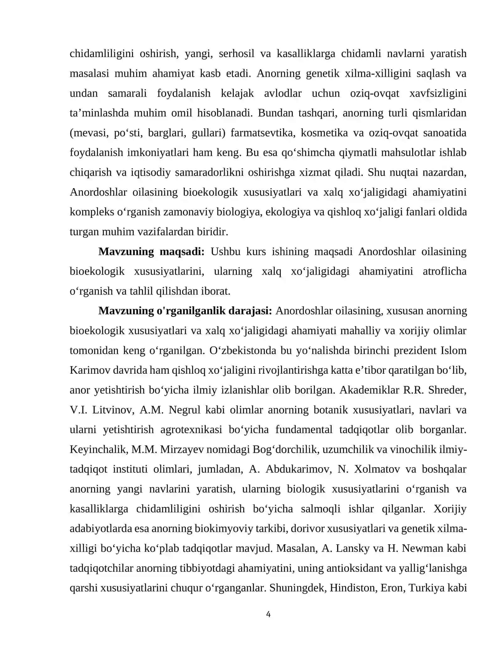 ANORDOSHLAR (PUNICACEAE) OILASINING BIOEKOLOGIK XUSUSIYATLARI VA XALQ XO‘JALIGIDAGI AHAMIYATI 4