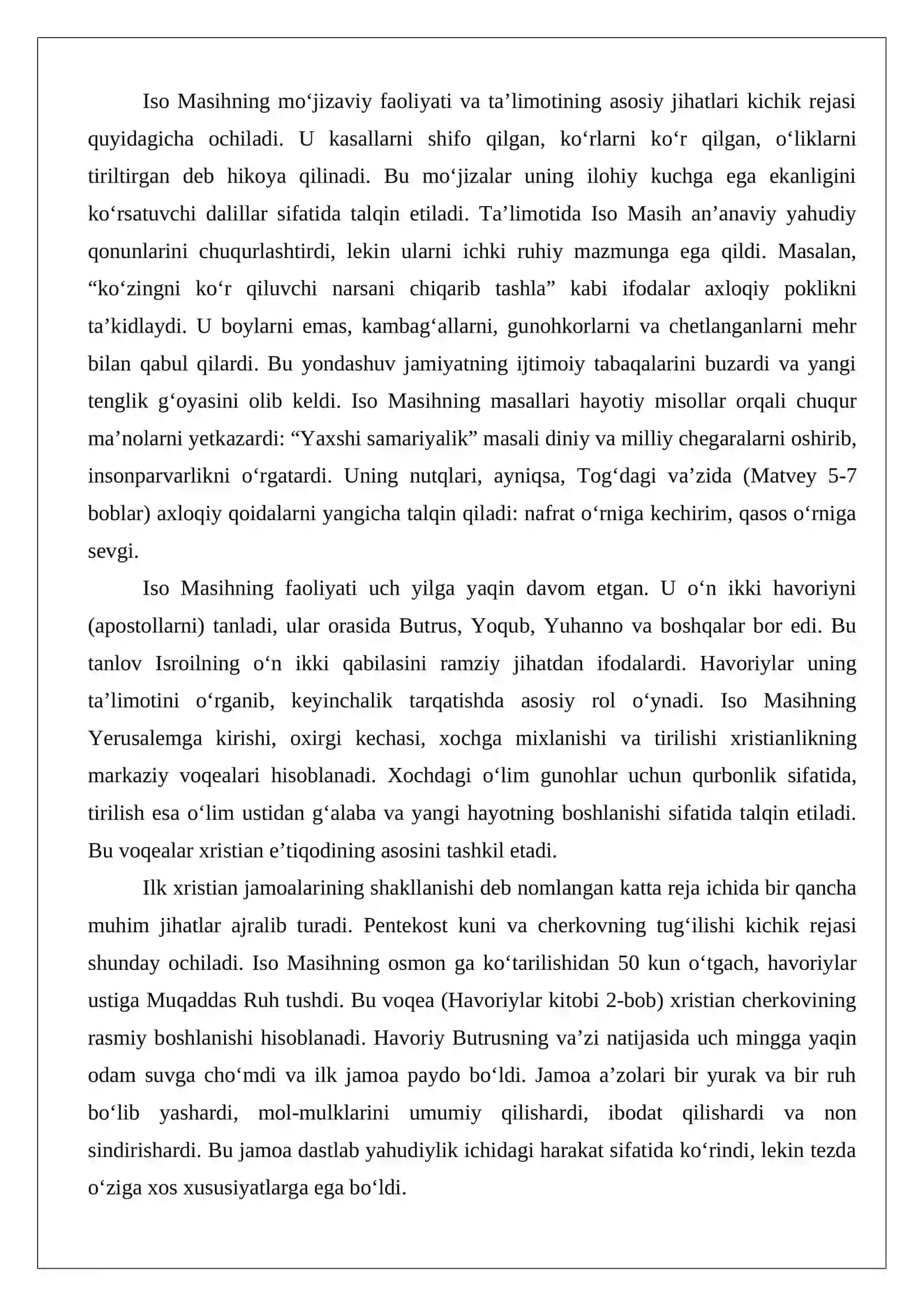 Xristianlikning jahon dini sifatidagi maqomi. Xristianlikning paydo bo'lishi va tarqalishi. 4