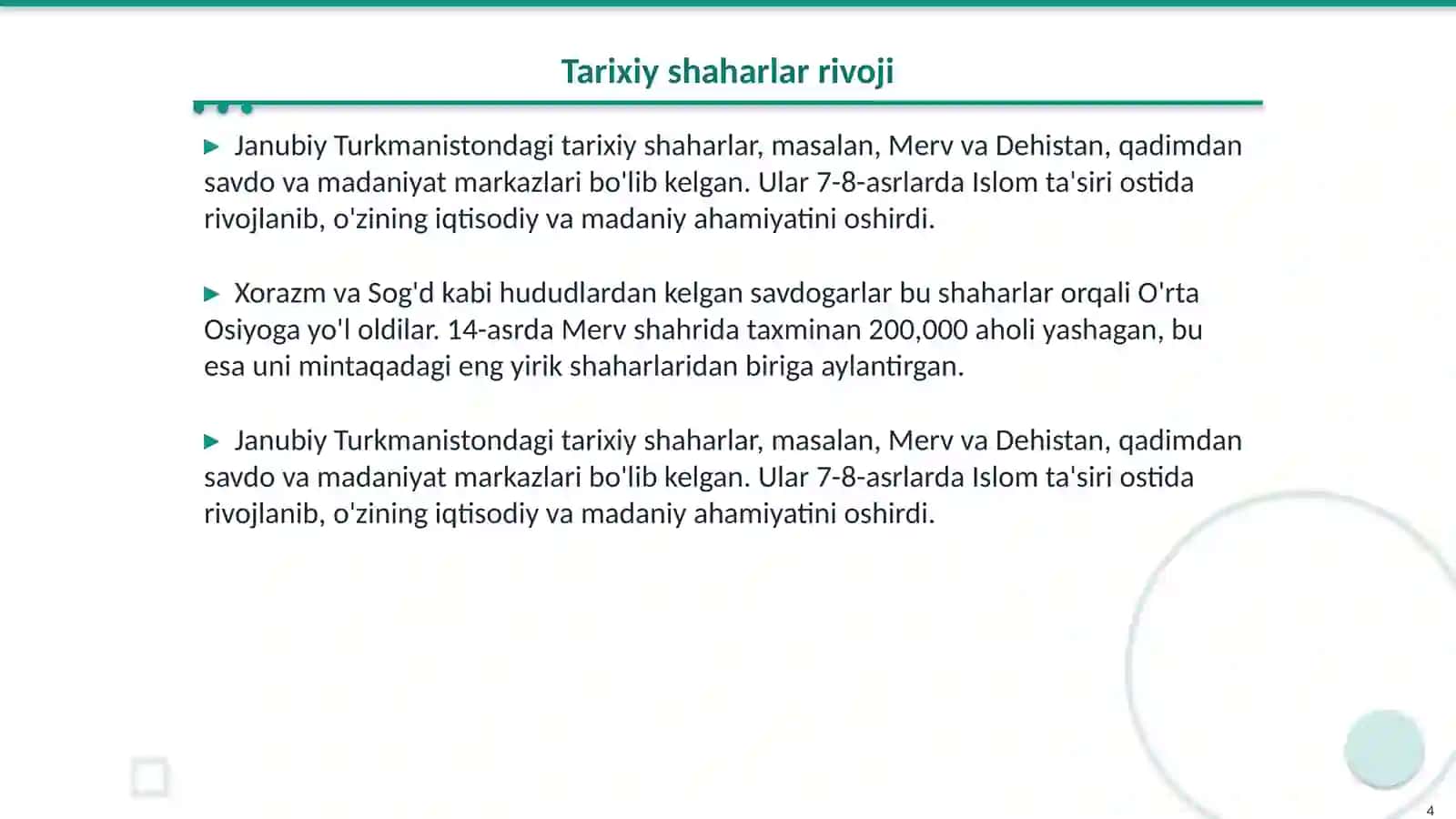 Janubiy Turkmaniston shaharlari urbanizatsiyasi tarixi 4