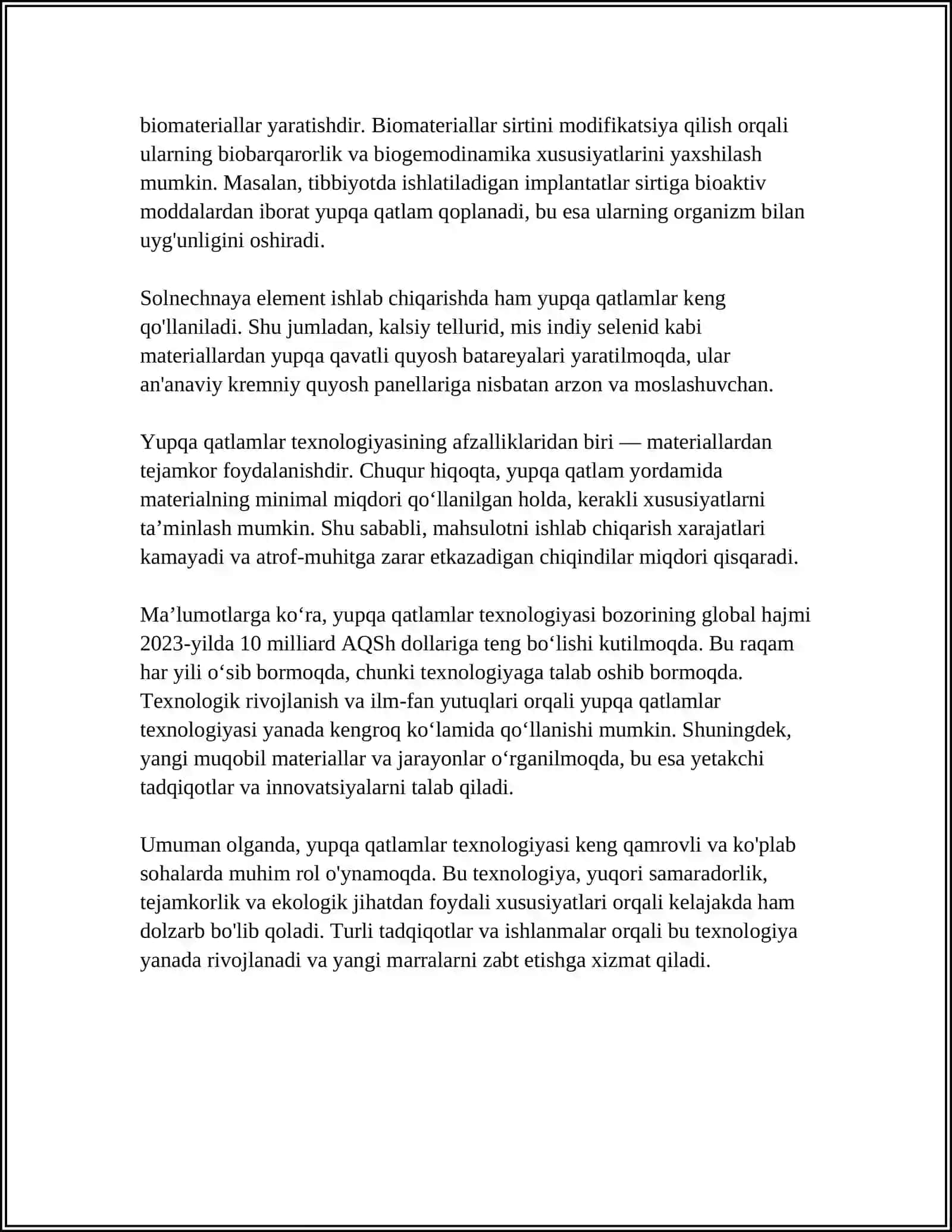 YUPQA QATLAMLARINING TUZILISHI VA XOSSALARI 4