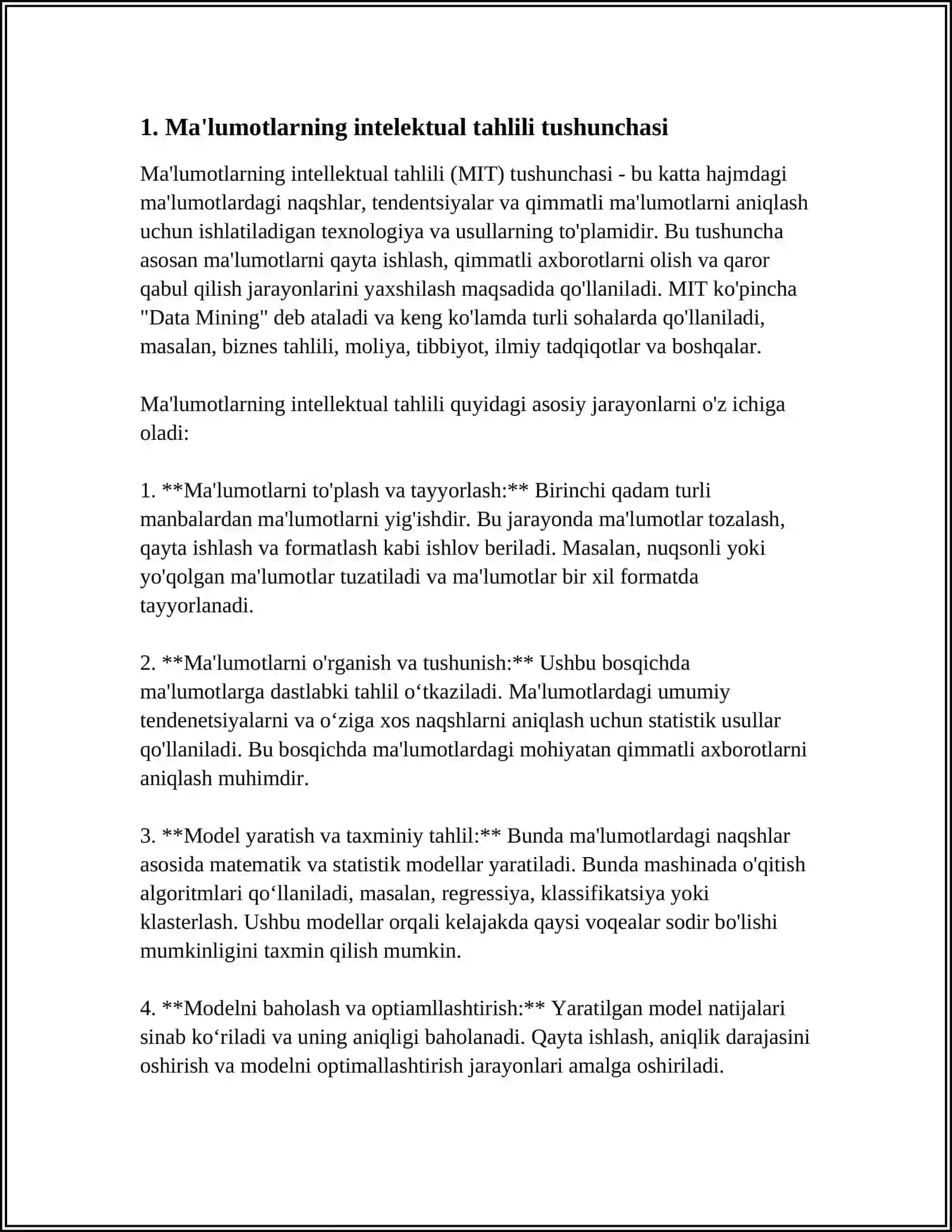 MA'LUMOTLARNING INTELEKTUAL TAXLIL BOSQICHLARI VA ASOSIY G'OYALARI 4