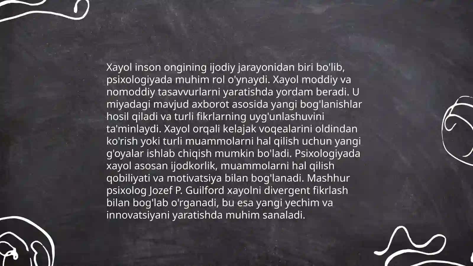 Xayolning individual xususiyatlari va rivojlanishi haqida 4