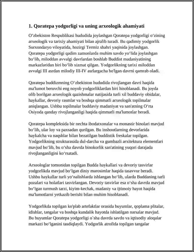 ÒZBEKISTONDA BUDDAVIYLIK DININING TARIXIY ILDIZLARI (QORATEPA, FAYOZTEPA, AYRITOM, DALVARZINTEPA) 4