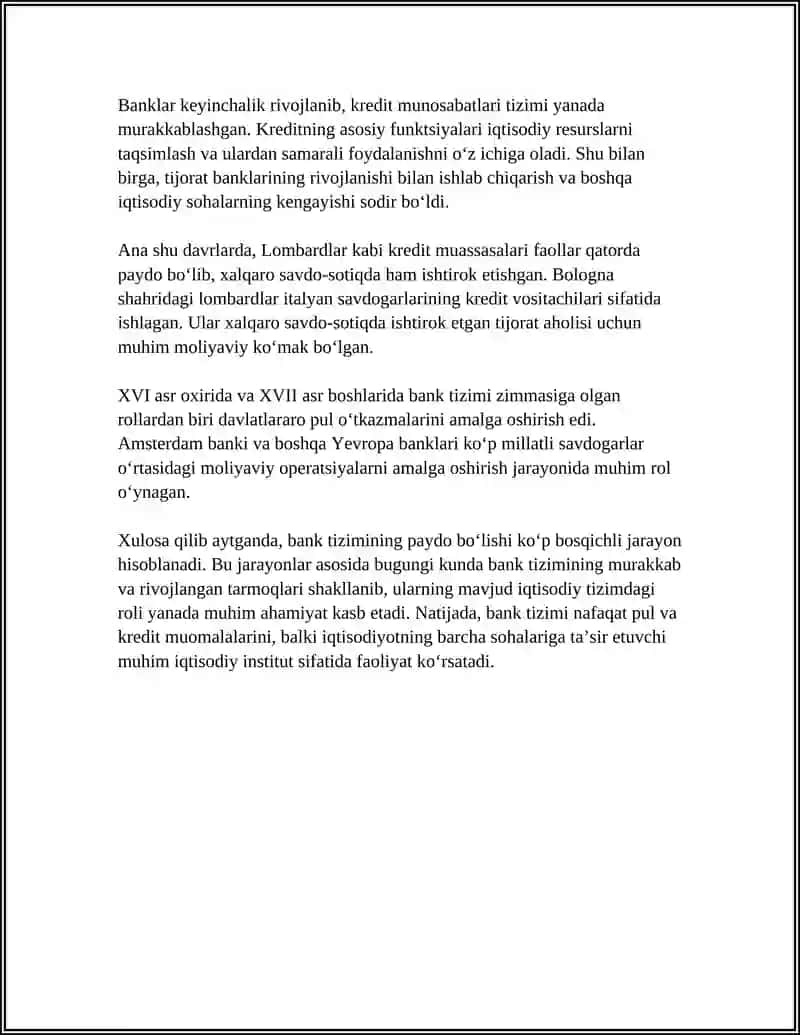 BANK TIZIMINING PAYDO BO‘LISHI VA RIVOJLANISH BOSQICHLARI 4