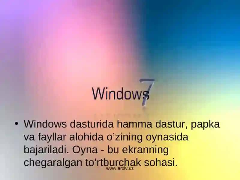 WINDOWS XP operatsion tizimining ish stoli va uning yorliqlari 4