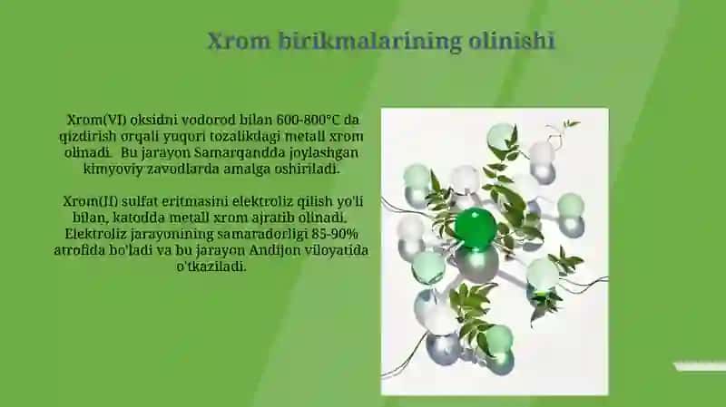Xromning II, III, VI valentli birikmalari va xossalari 4