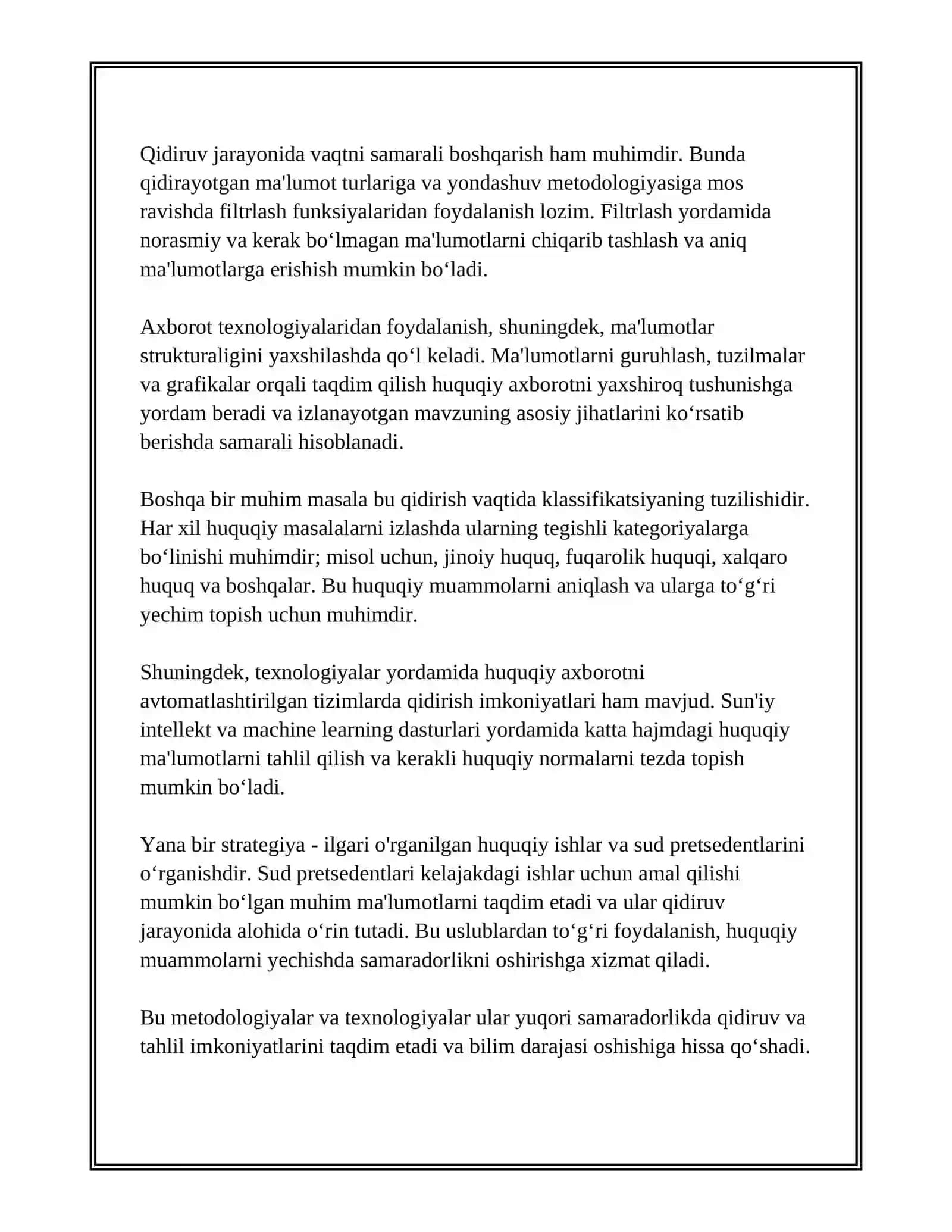 HUQUQ SOHASIDA AXBOROT IZLASH VA METODLAR VA TEXNOLOGIYALAR 4