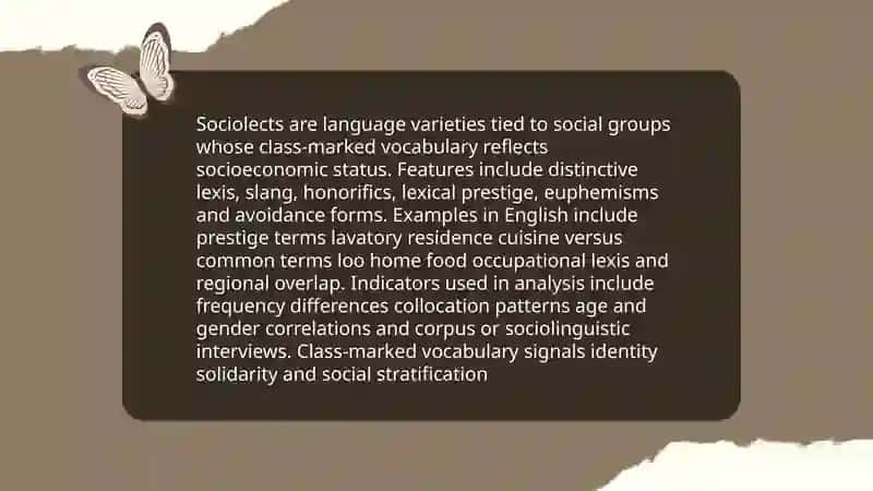 Socially marked vocabulary 4