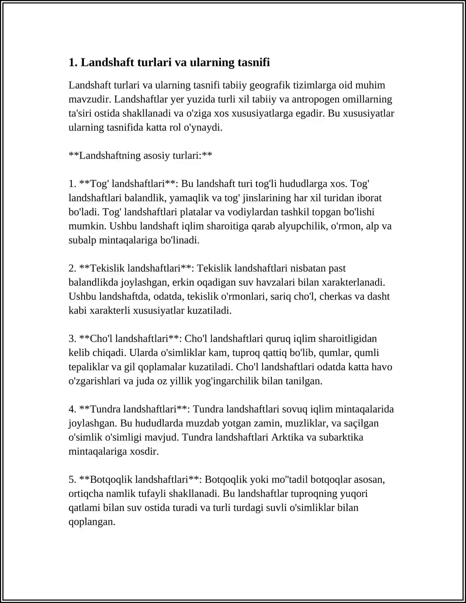 LANDSHAFTSHUNOSLIK FANIDAN TIZIMLI VA EKOLOGIK YO‘NALISHLAR 4