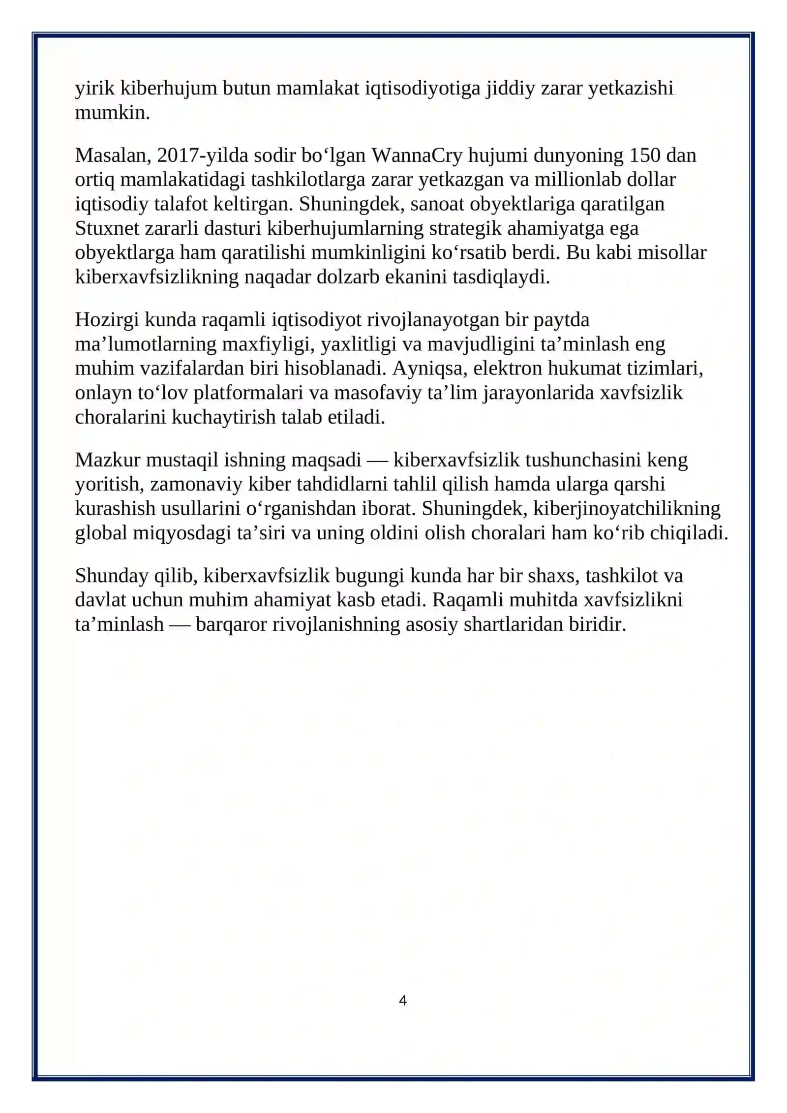 Kiberxavfsizlik va zamonaviy tahdidlar 4
