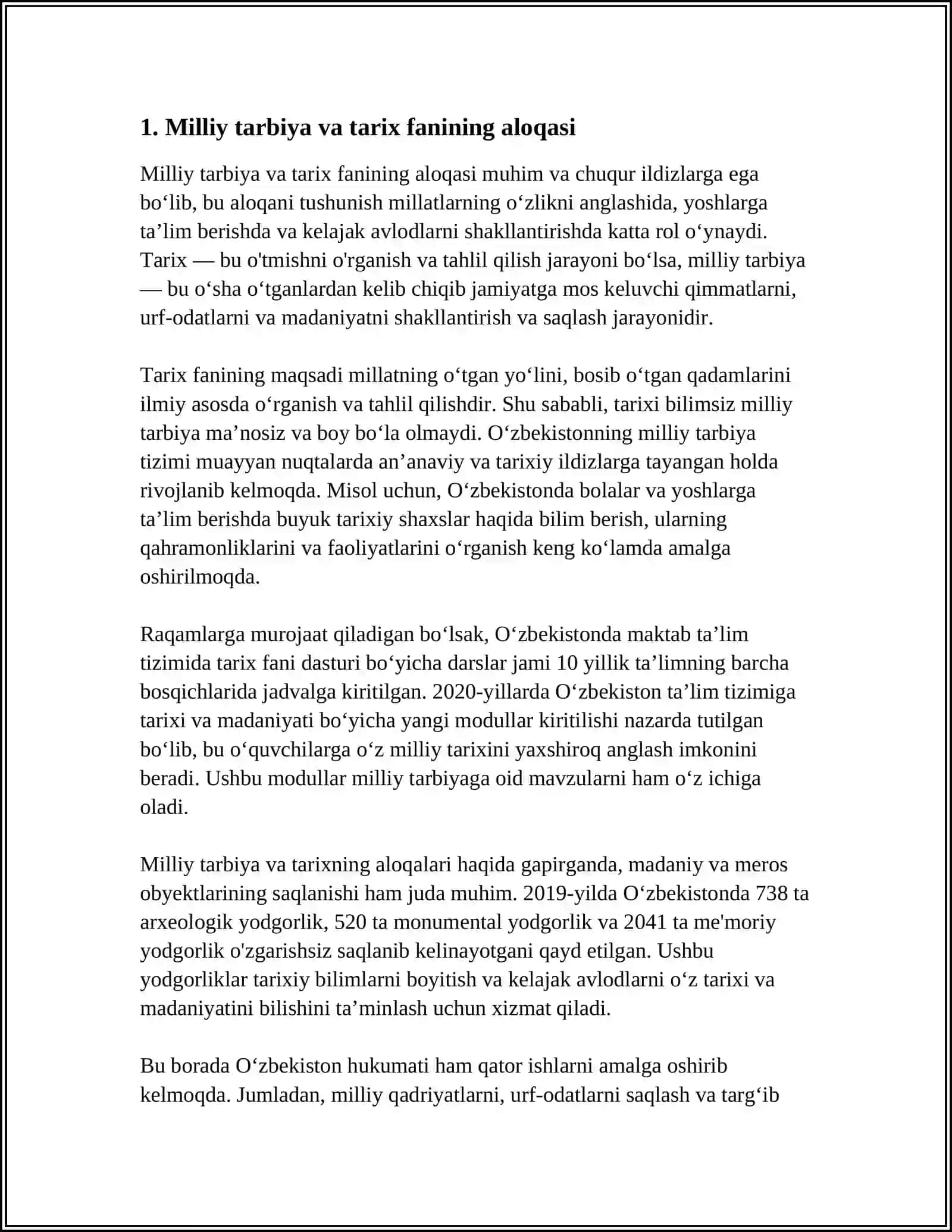 MILLIY TARBIYA ASOSLARI FANNING BOSHQA FANLAR BILAN ALOQASI 4