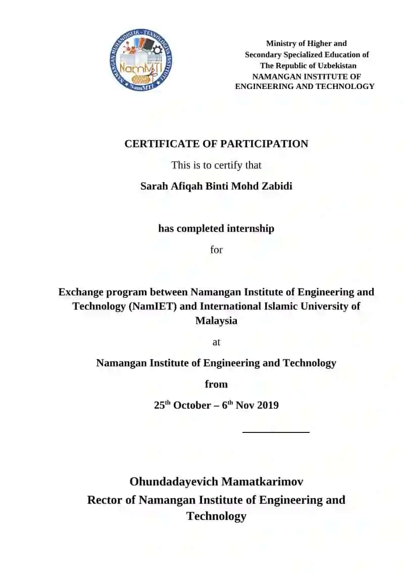 Certificate of Participation 4