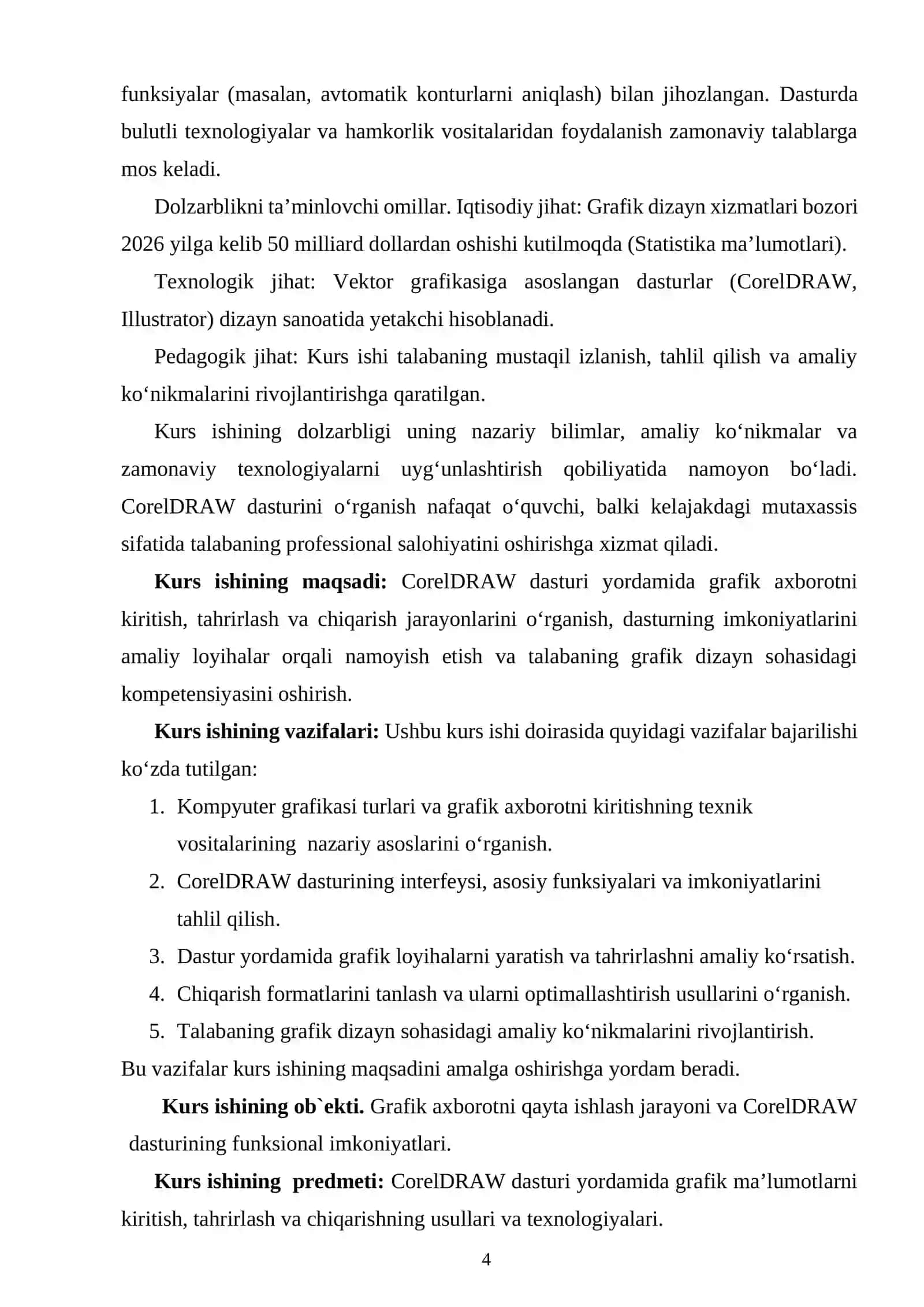 Grafik axborotni kiritish, tahrirlash va chiqarishning dasturiy vositalari: Corel Draw 4