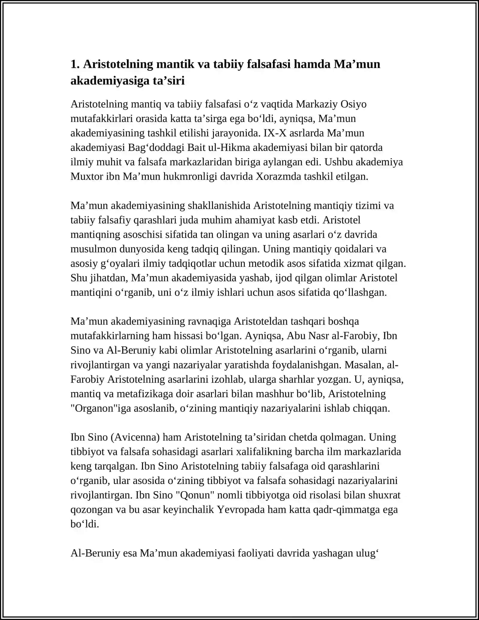 MA’MUN AKADEMIYASINING YUZAGA KELISHIDA QAYSI MUTAFAKKIRLARNING ILMIY - IJODIY FAOLIYATI KATTA AHAMIYATGA EGA BO‘LGANLIGINI TAVSIFLAB BERING 4