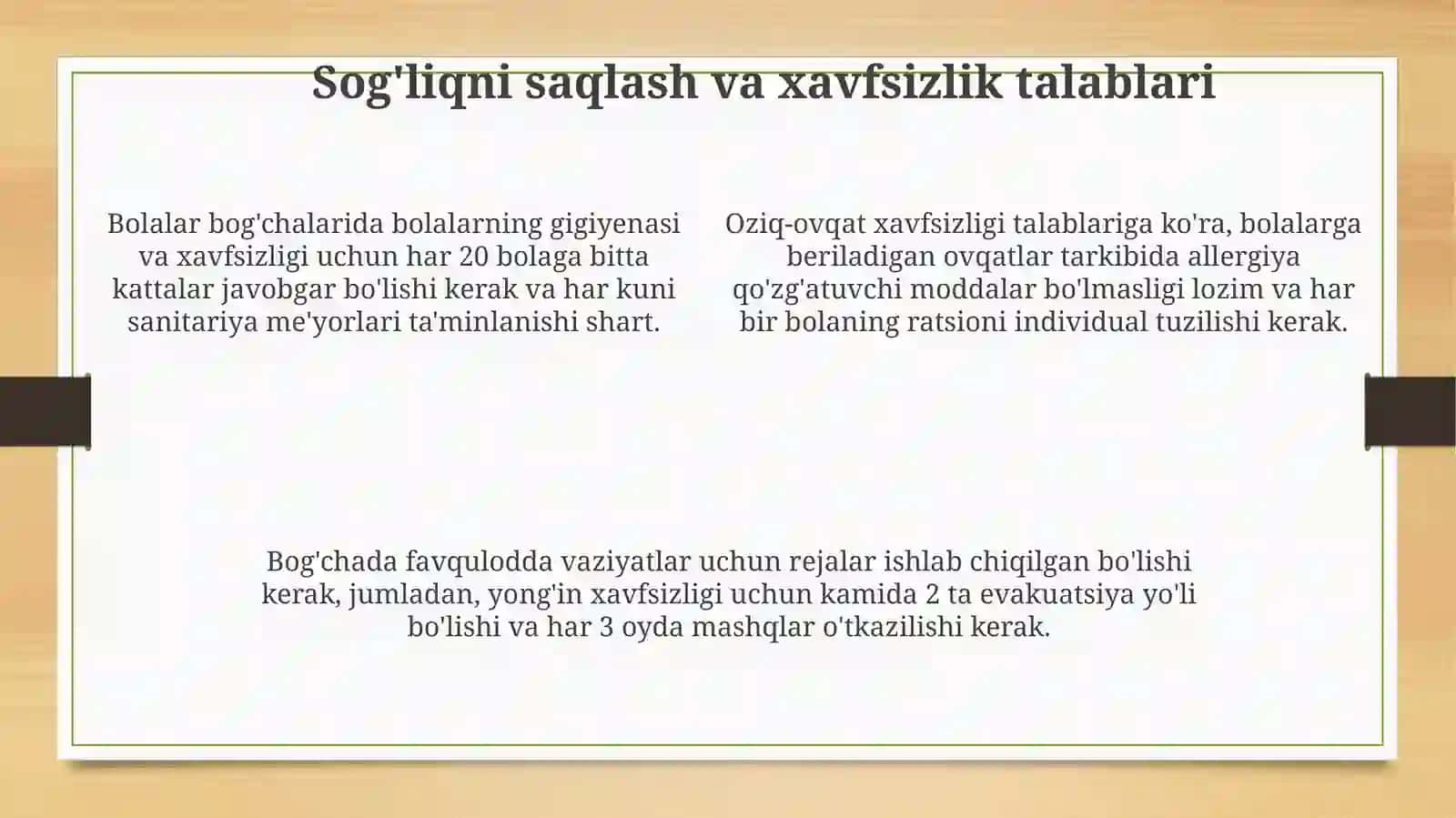 Maktabgacha yoshida bolalar rivojlanishiga qoyiladigan davlat talablari 4