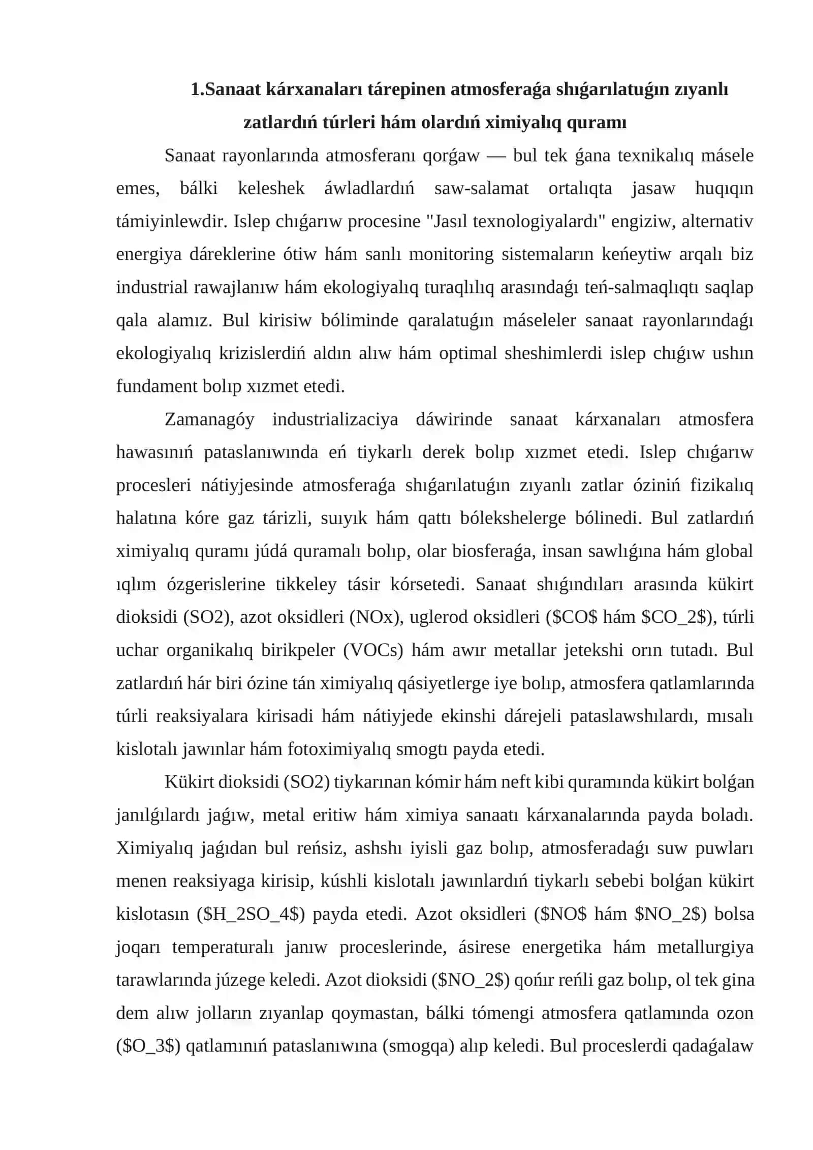 Sanaat rayonlarında atmosferanıń pataslanıwı 4