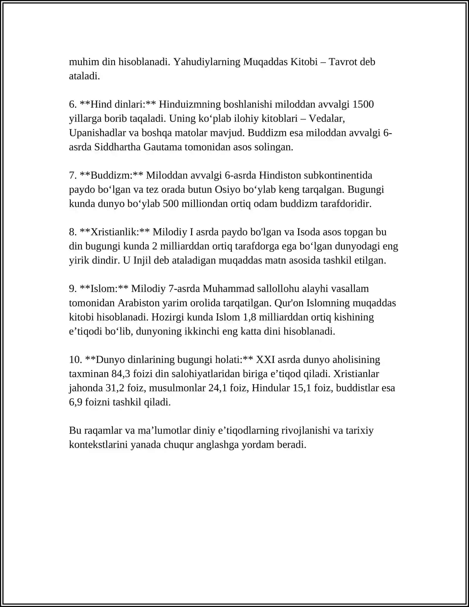 Diniy Eʼtiqodlarning Tarqalishi 4