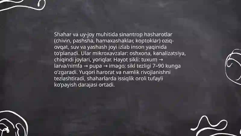 Sinantrop hasharotlar va ularning epedimiologik ahamiyati 4