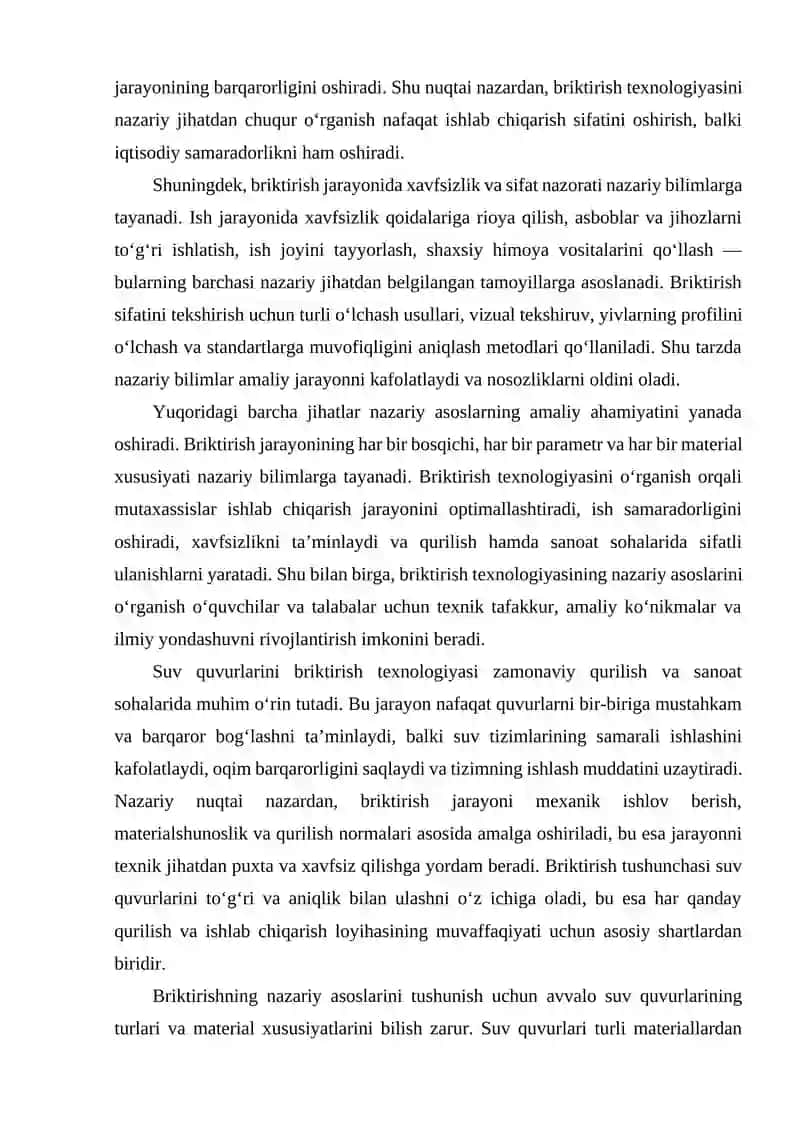 Suv quvurlarini biriktirish texnologiyasini oʻrganish 4