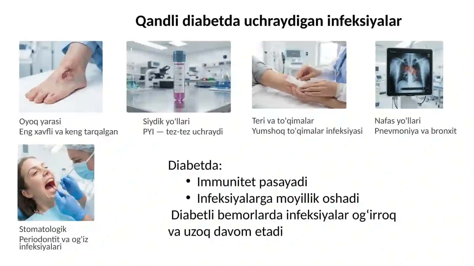 Qandli diabetda uchraydigan infeksiyalar, patogenezi va laborator tashxisi 4