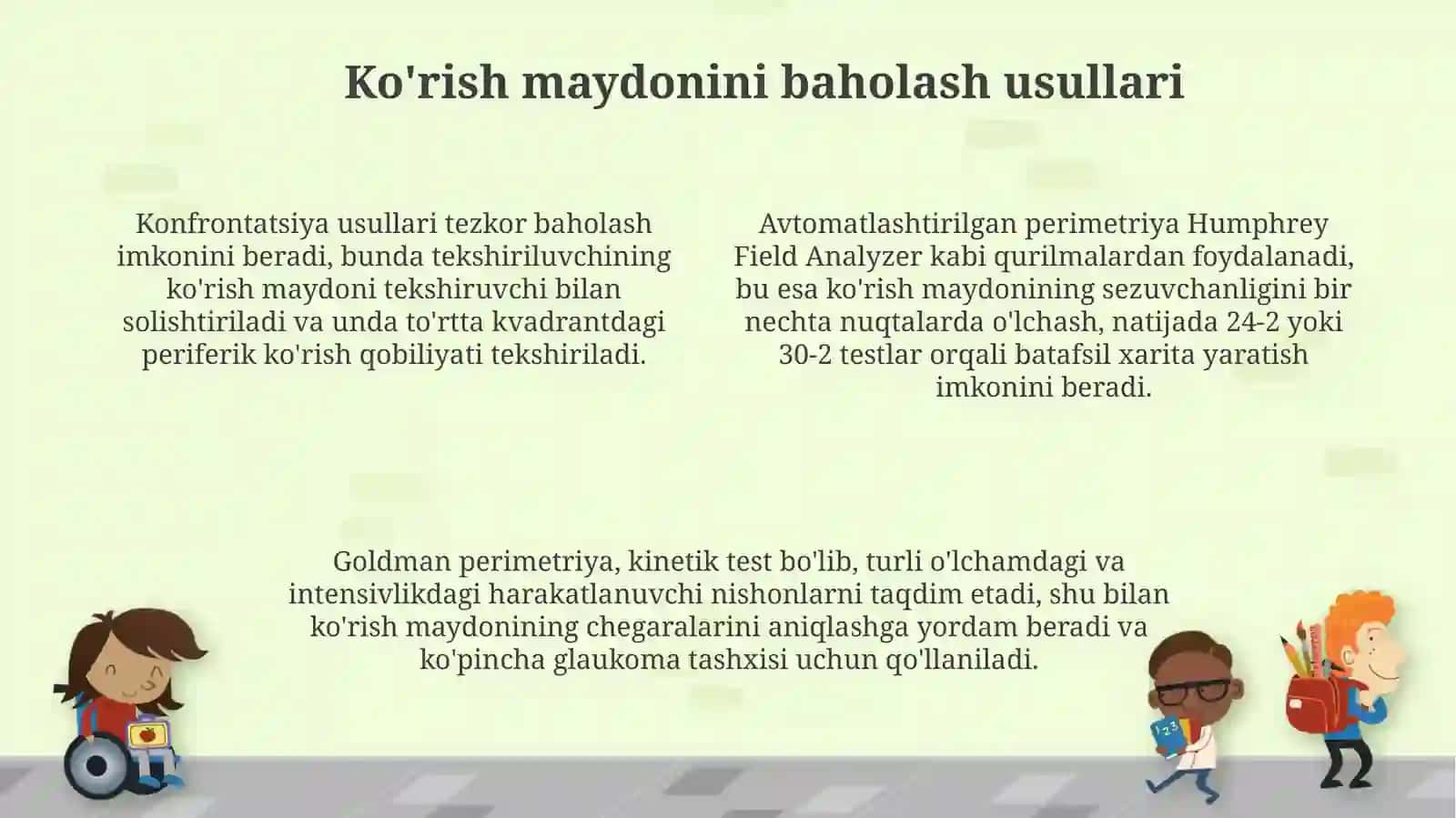 Koʻrish oʻtkirligi va koʻrish maydonini aniqlash 4